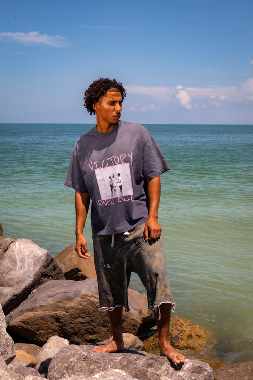 "REBORN" Tee Steel Blue