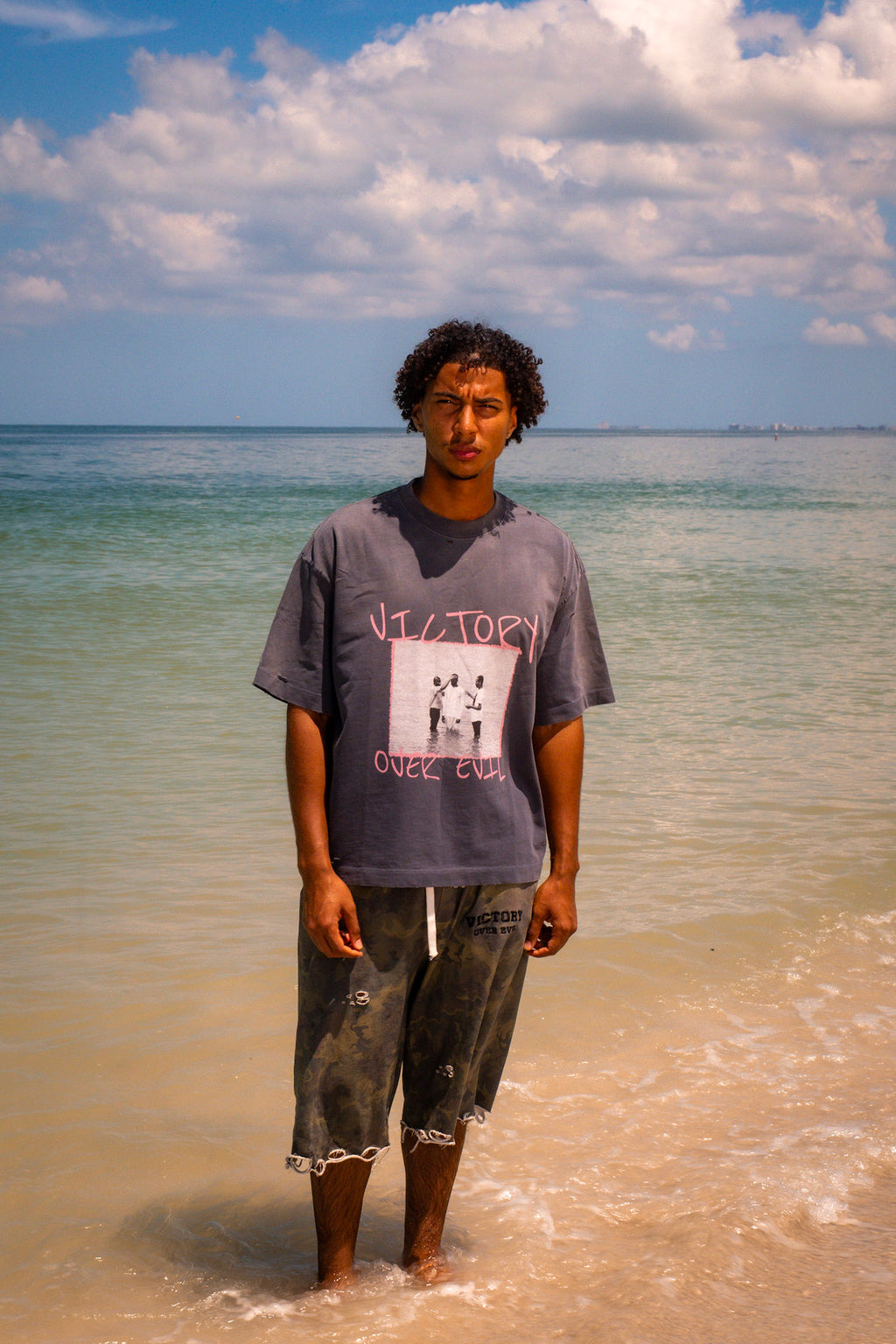 "REBORN" Tee Steel Blue
